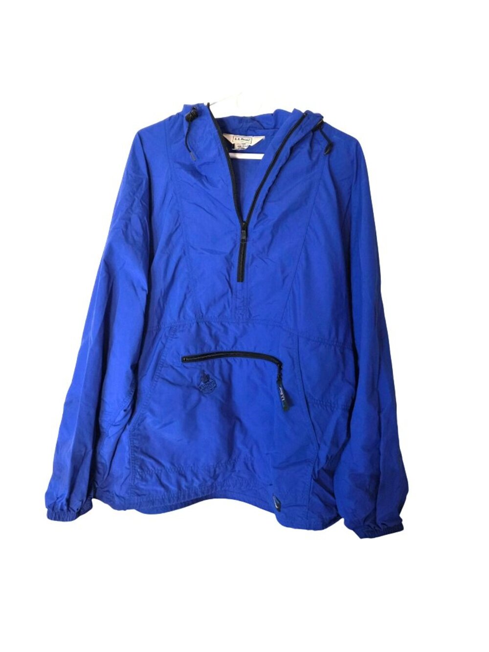 L.L. Bean Jacket Mens XL Blue Nylon Pullover Windbreaker Comedy Central Hooded